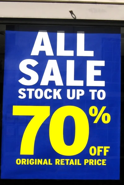 Store sale sign. Sale up to 70% off — Stock Photo, Image