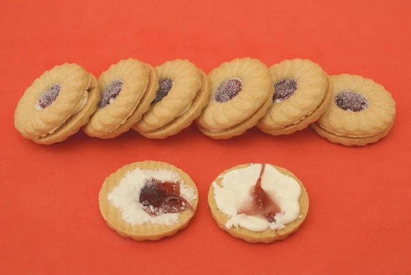 Malinový džem sušenky — Stock fotografie