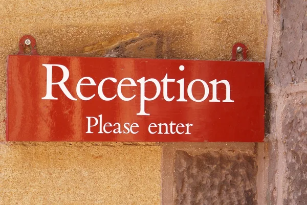 Reception please enter sign — Stock Photo, Image