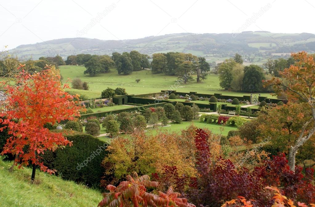 Powis castle garden in Autumn, Welshpool, Powys, Wales, England