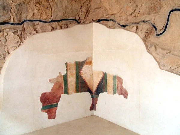 Masada väggmålning, Israel, Mellanöstern. ruiner. väggmålningar av kung Herodes palats — Stockfoto