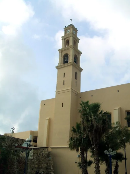 Zvonice, kostel St. Peters, město Jaffa, Izrael, Střední východ — Stock fotografie