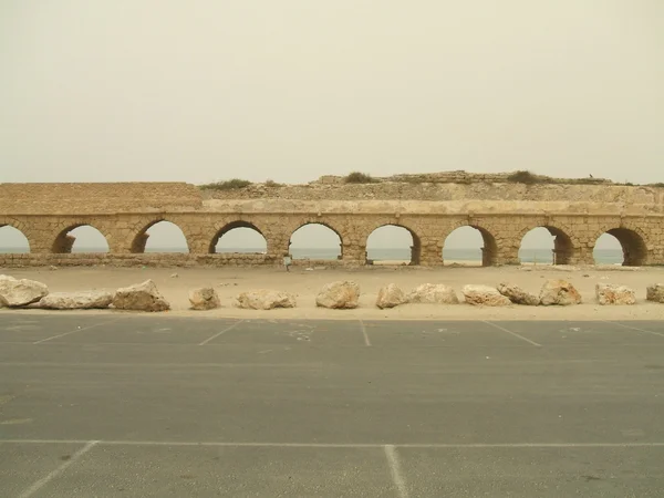 Romerska beach bågar, Caesarea, Israel, Mellanöstern — Stockfoto