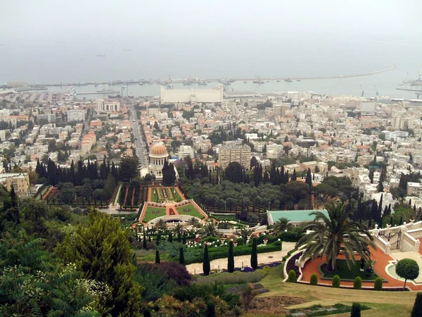 Αεροφωτογραφία, ναός Bahai, πόλη Χάιφα, Ισραήλ, Μέση Ανατολή — Φωτογραφία Αρχείου