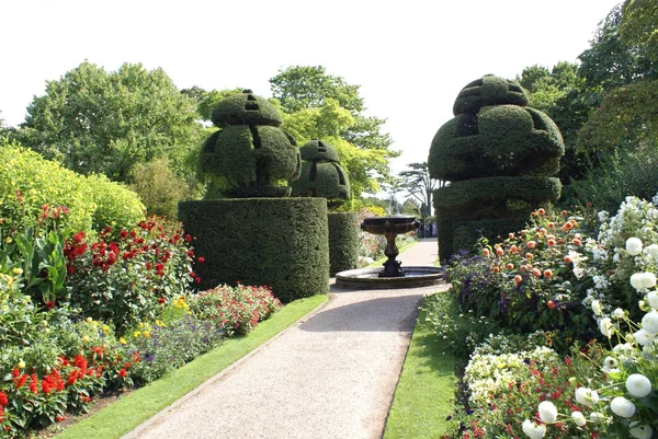 Topiary garden with a fountain — Φωτογραφία Αρχείου