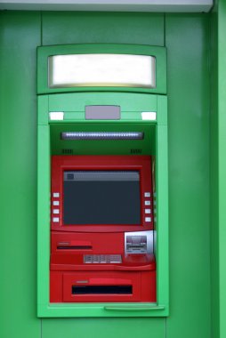 ATM. bankamatik. bankamatiğe. duvarda delik. Banka makine
