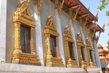Kemerli pencereler, Wat Benchamabophit. Mermer Tapınak, Bangkok, Tayland