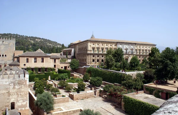 Alacazaba, Alhambra-paladset, Charles V-paladset, Granada, Andalusien, Spanien - Stock-foto