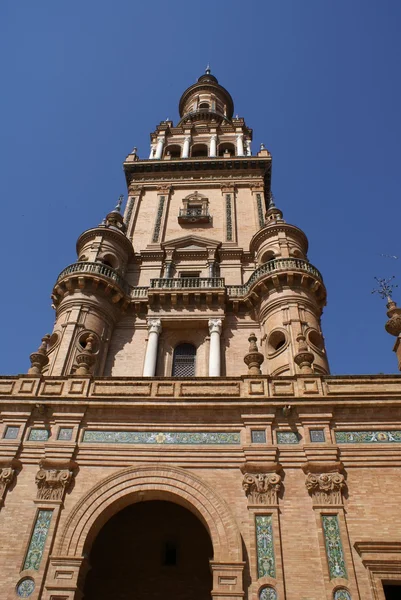 Tower, Plaza de Espana, Parque de Maria Luisa, Sevilla, Andalúzia, Spanyolország — Stock Fotó