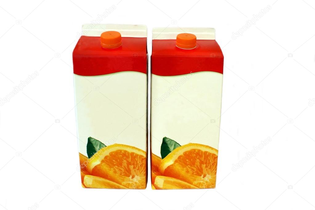 Packs of orange juice drink