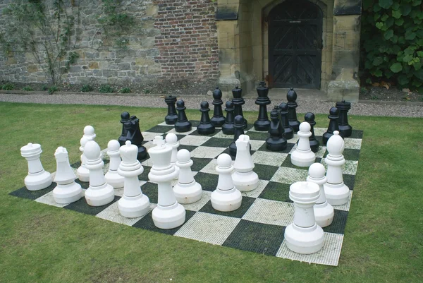 Chess board in garden — Stock Photo, Image