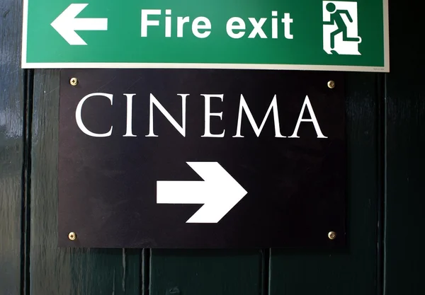 Cinema sign. fire exit sign — Stock Photo, Image