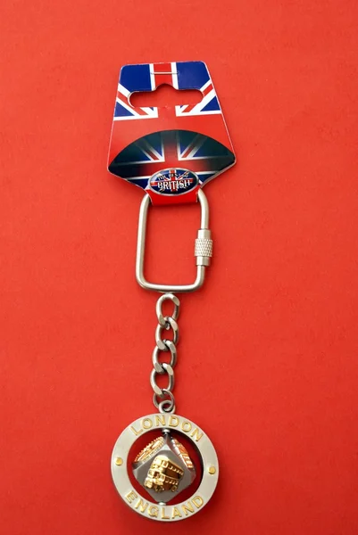 Κλειδί fob. Μπρελόκ με ένα βρετανικό σύμβολο του Λονδίνου, Αγγλία — Φωτογραφία Αρχείου