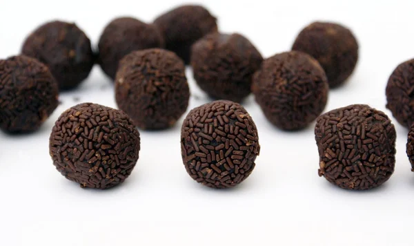 Chocolate coated rum truffles balls — Stock Photo, Image