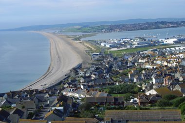Panoramic aerial outdoor view of the Isle of Portland in Dorset, England, Europe