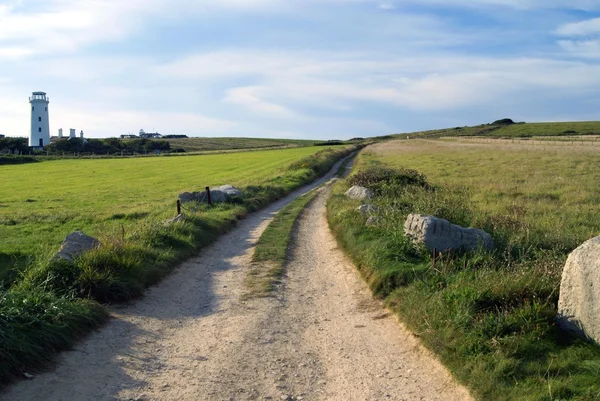 Caminho perto do farol da Ilha de Portland em Dorset, Inglaterra — Fotografia de Stock