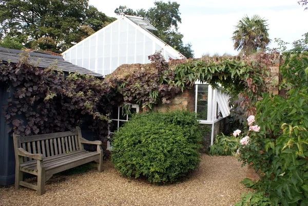 Bench in een tuin — Stockfoto