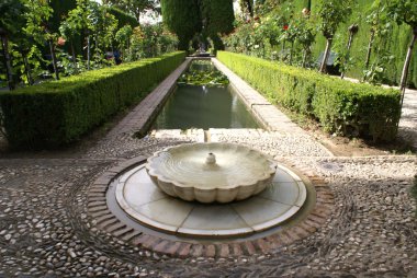 Alhambra Palace Garden Granada, Endülüs, İspanya, Avrupa'nın Çeşmesi