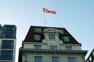 Union Jack bayrak bir bina, Londra, İngiltere