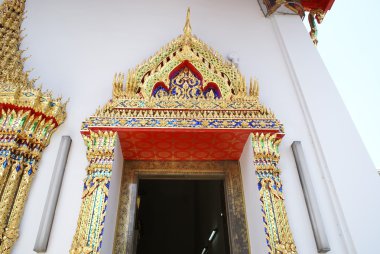 Wat Phra Kaew giriş ayrıntıları. Bangkok, Tayland, Asya Zümrüt Buda Tapınağı