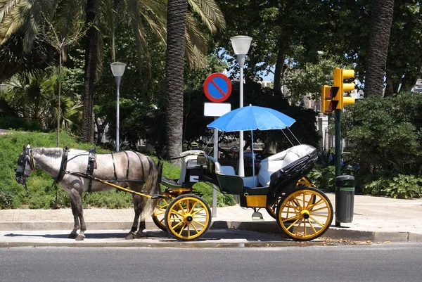 Paard en wagen in Sevilla, Spanje — Stockfoto