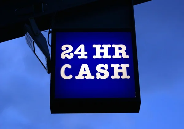Twenty four hours cash machine sign. cash machine sign — Stock Photo, Image