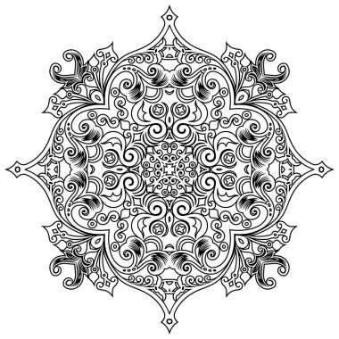 Vektör soyut çiçekli etnik süsleme