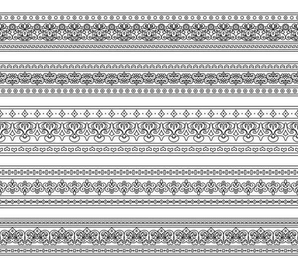 Absztrakt etnikai természet zökkenőmentes vonal művészet csíkok készlet — Stock Vector