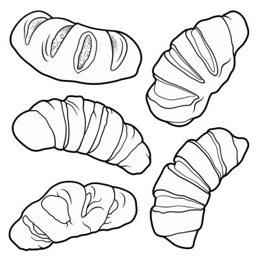 Çörekler elle çizilmiş vektör karalamaları.