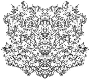 Vektör soyut çiçekli etnik süsleme