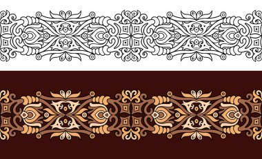 Vektör soyut dekoratif doğası etnik süsleme çizgileri ayarlandı