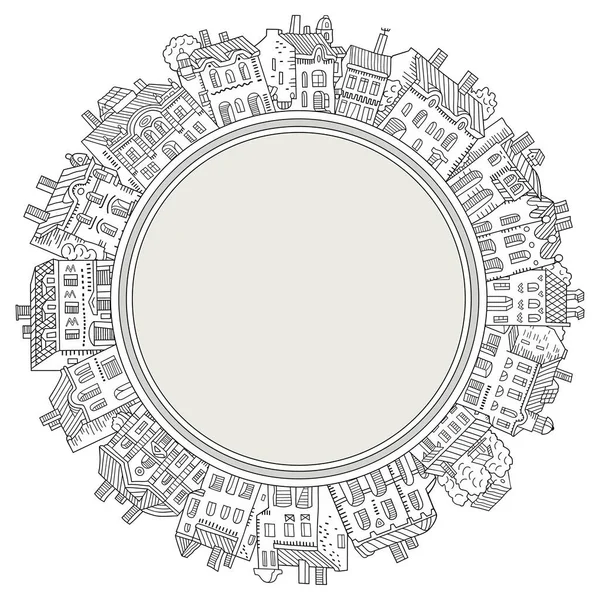 El çizimi karikatür klasik ev çerçevesi.