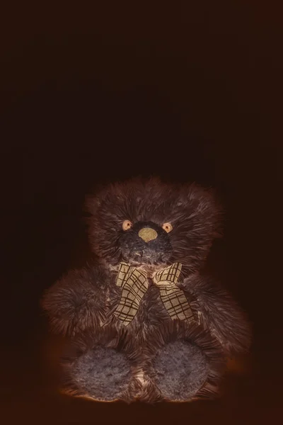 Urso de peluche no escuro — Fotografia de Stock