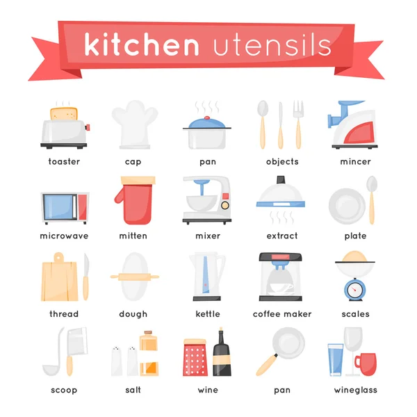 Matlagning utrustning uppsättning ikoner — Stock vektor