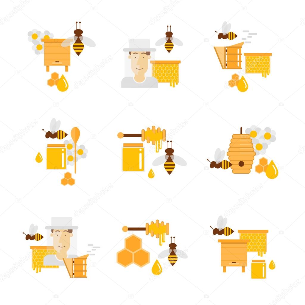 Honey and beekeeping icons