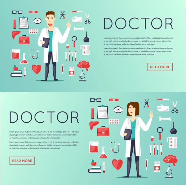 Doctor and medical icons set — Stock Vector