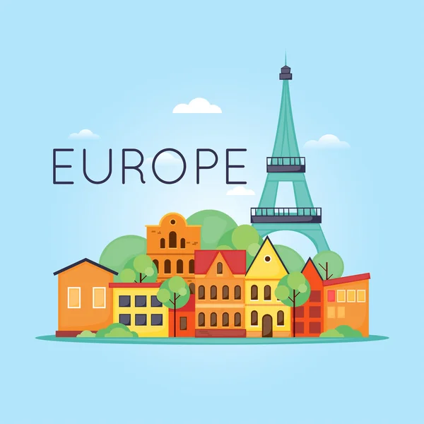 Europe Travel — stare miasto europejskie — Wektor stockowy