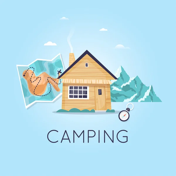 Icône randonnée et camping — Image vectorielle