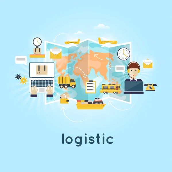 Cargo delivery of parcels logistic — Stock Vector