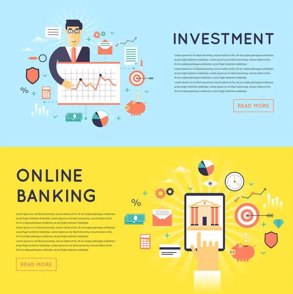 Yatırım ve online bankacılık afiş — Stok Vektör
