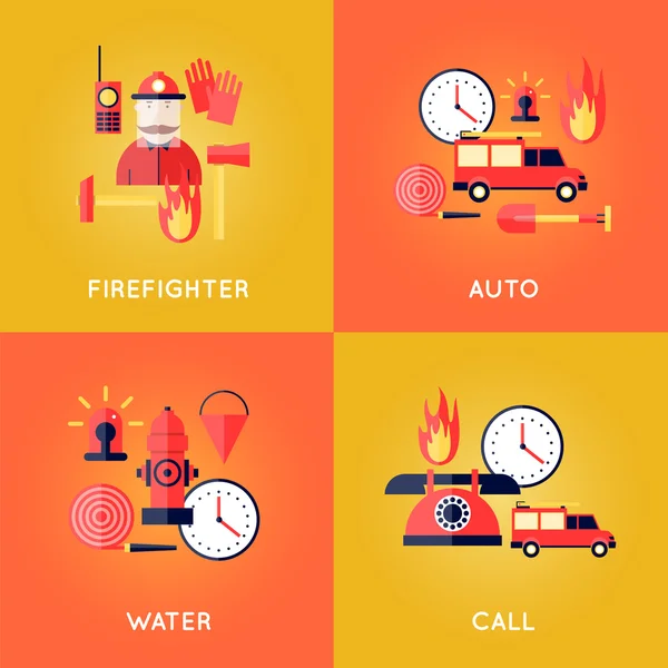 Camión de bomberos con señal de alarma — Vector de stock