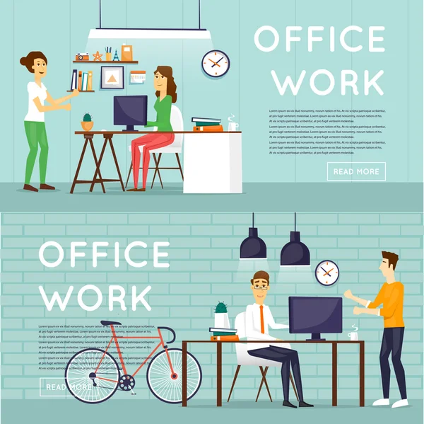 Мужчины и женщины, работающие в офисе — стоковый вектор