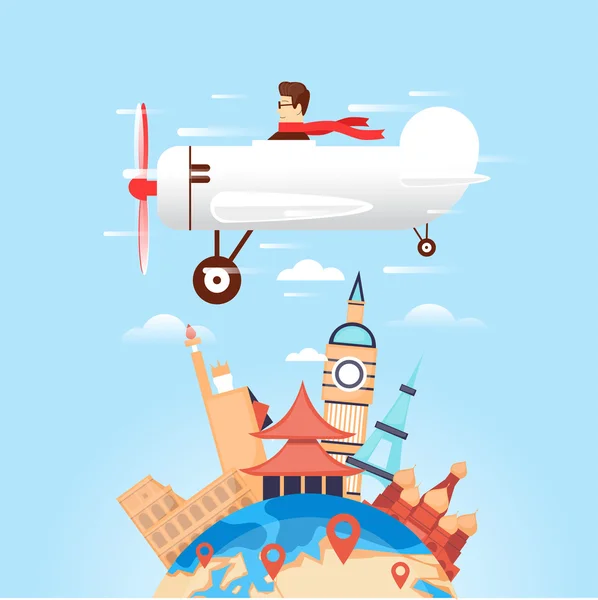 Travel by plane — Stock Vector