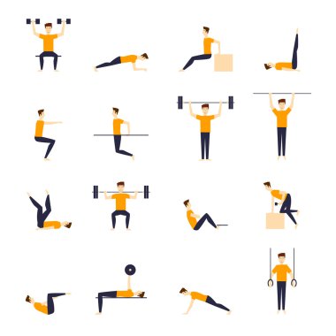 Fitness egzersizleri ve ekipman seti