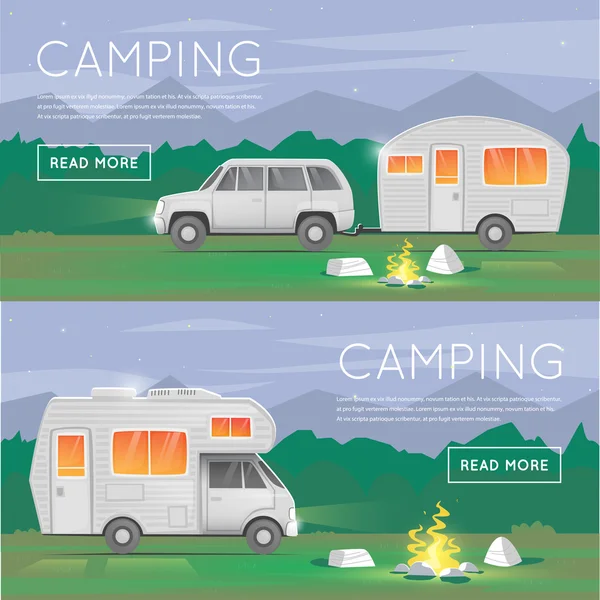 Campers de verão reboques — Vetor de Stock