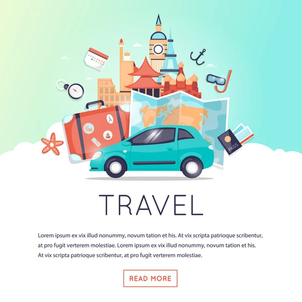 Plantilla World Travel, vacaciones de verano — Vector de stock