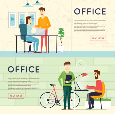 İş çizgi film karakterleri. Ofis işyeri afişleri