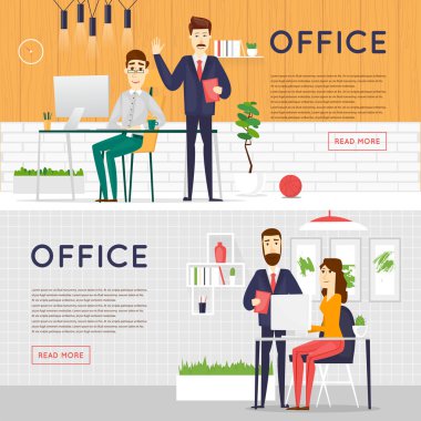 İş çizgi film karakterleri. Ofis işyeri afişleri