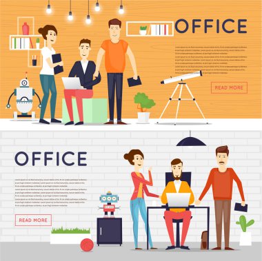 İş çizgi film karakterleri. Ofis işyeri afişleri