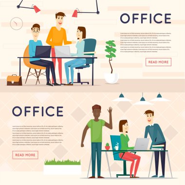 İş çizgi film karakterleri. Ofis işyeri afişleri